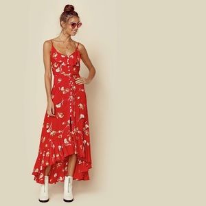 Kivari Red Floral Maxi Dress